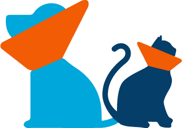 Dog and cat in cone icon