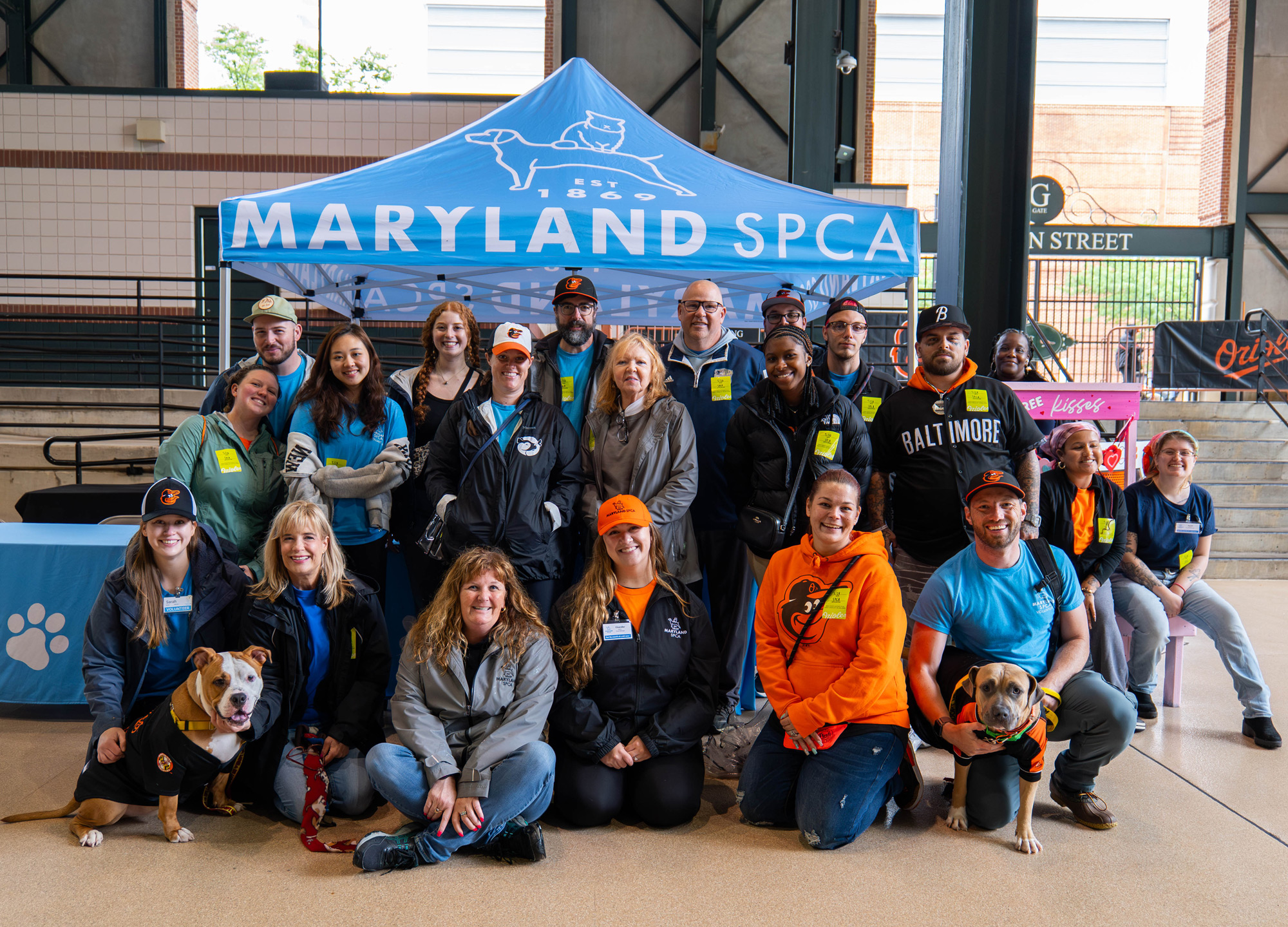 Maryland SPCA staff members and volunteers at Orioles event.