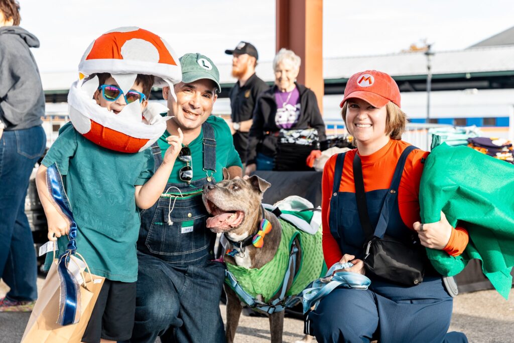 Family at pet friendly halloween event