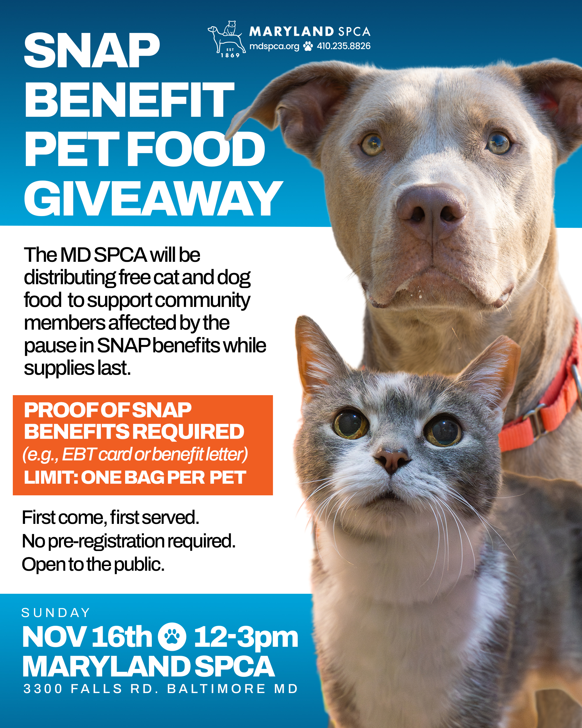 SNAP benefit pet food giveaway flyer