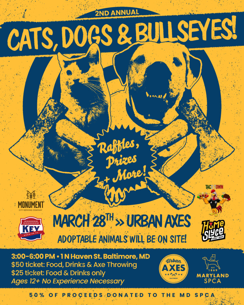 Cats Dogs Bullseyes event graphic at Urban Axes