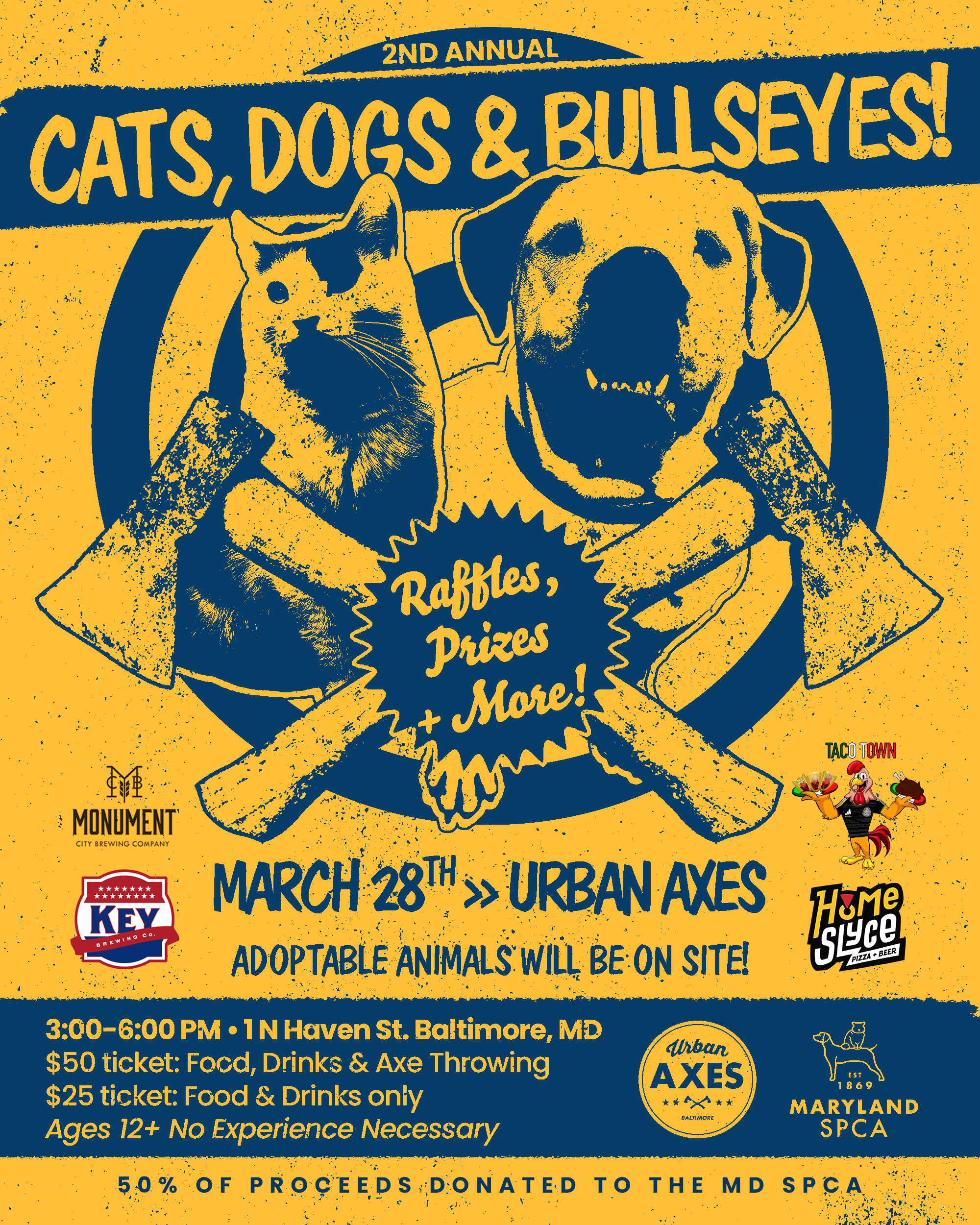 Cats Dogs Bullseyes event graphic at Urban Axes